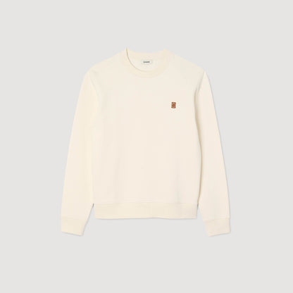 Oversized sweatshirt with leather patch | Sandro