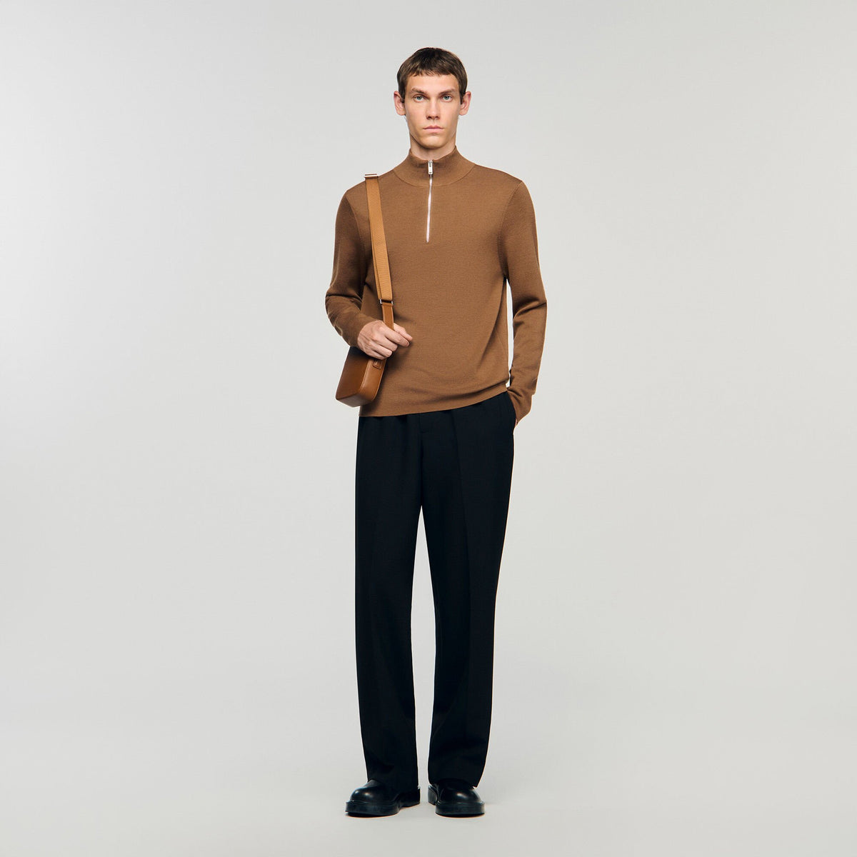 Wool sweater with zip collar | Sandro