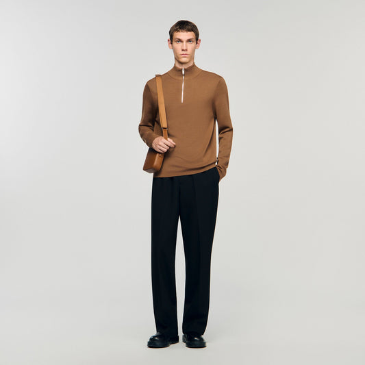 Wool sweater with zip collar | Sandro