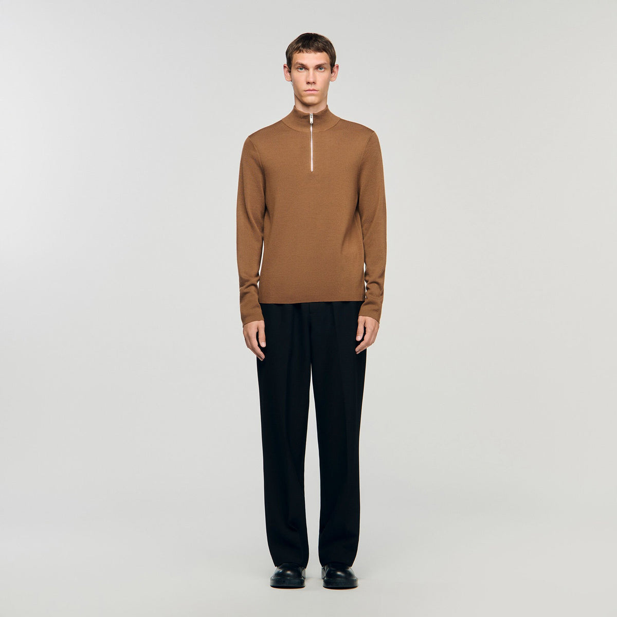 Wool sweater with zip collar | Sandro