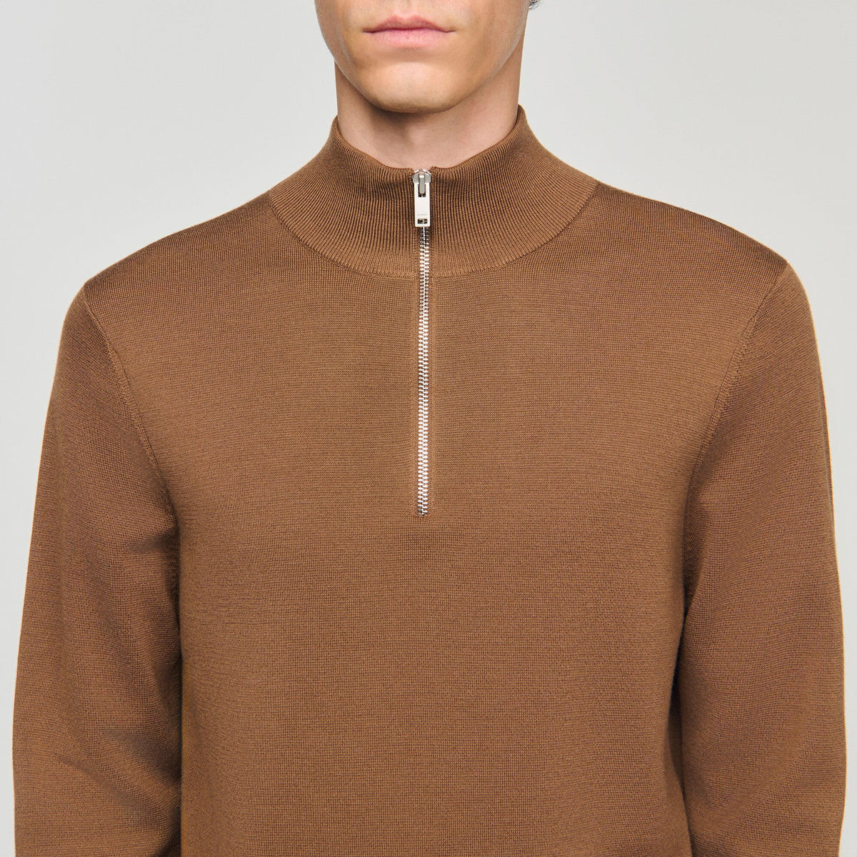 Wool sweater with zip collar | Sandro