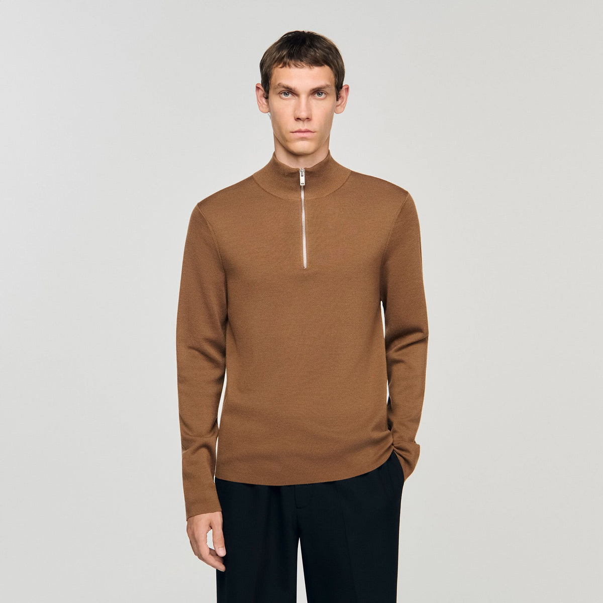 Wool sweater with zip collar | Sandro