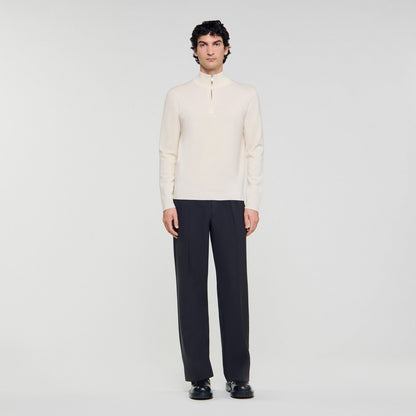 Wool sweater with zipped collar | Sandro