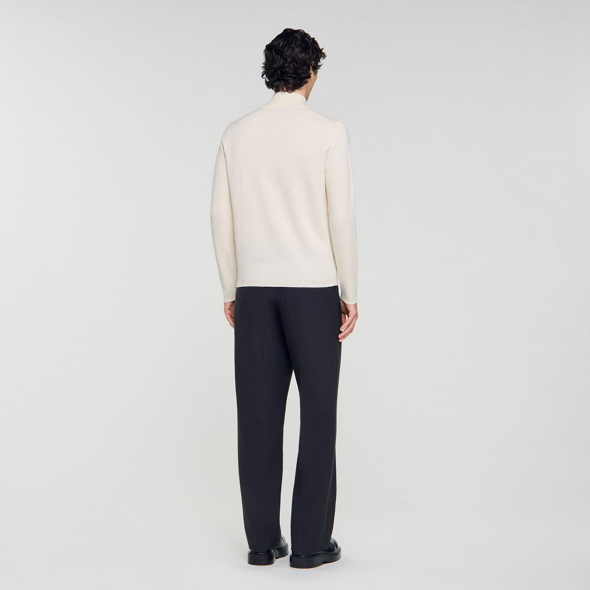 Wool sweater with zipped collar | Sandro