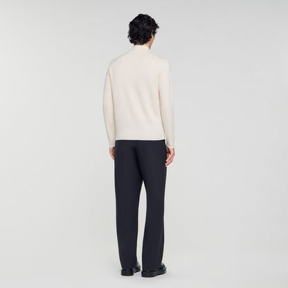 Wool sweater with zipped collar | Sandro