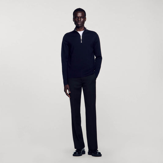 Wool sweater with zipped collar | Sandro