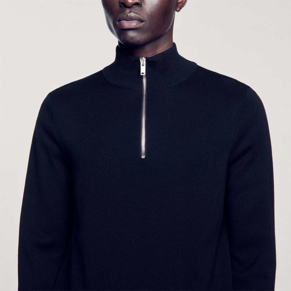 Wool sweater with zipped collar | Sandro
