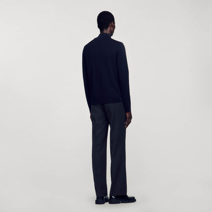 Wool sweater with zipped collar | Sandro