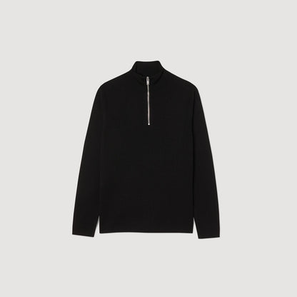 Wool sweater with zipped collar | Sandro