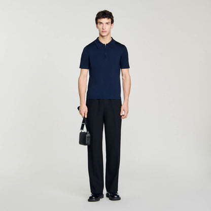 Knitted polo shirt with zip collar | Sandro
