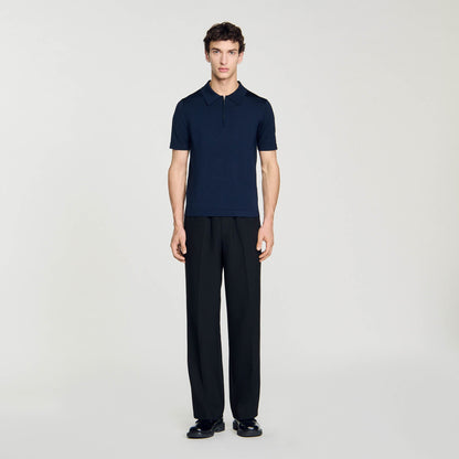 Knitted polo shirt with zip collar | Sandro