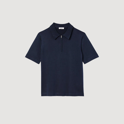 Knitted polo shirt with zip collar | Sandro