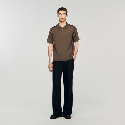 Knitted polo shirt with zip collar | Sandro