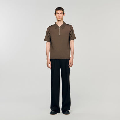 Knitted polo shirt with zip collar | Sandro