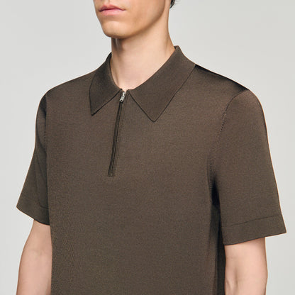 Knitted polo shirt with zip collar | Sandro