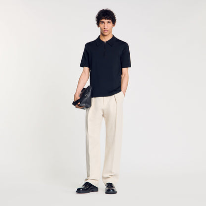 Knitted polo shirt with zip collar | Sandro