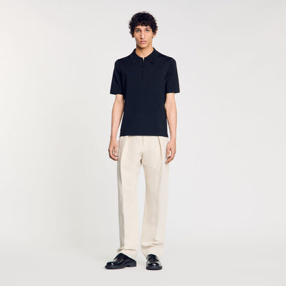 Knitted polo shirt with zip collar | Sandro