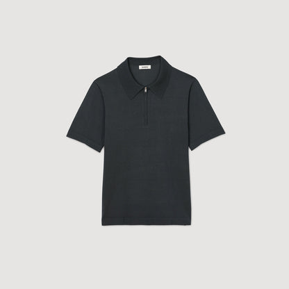 Knitted polo shirt with zip collar | Sandro