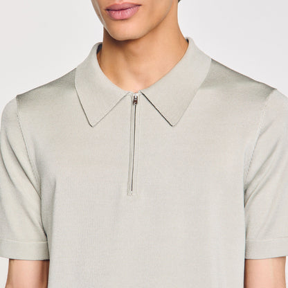 Knitted polo shirt with zip collar | Sandro