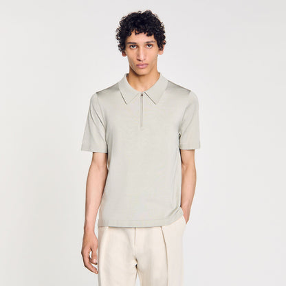 Knitted polo shirt with zip collar | Sandro