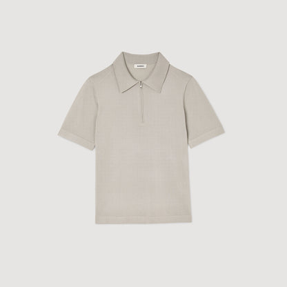 Knitted polo shirt with zip collar | Sandro