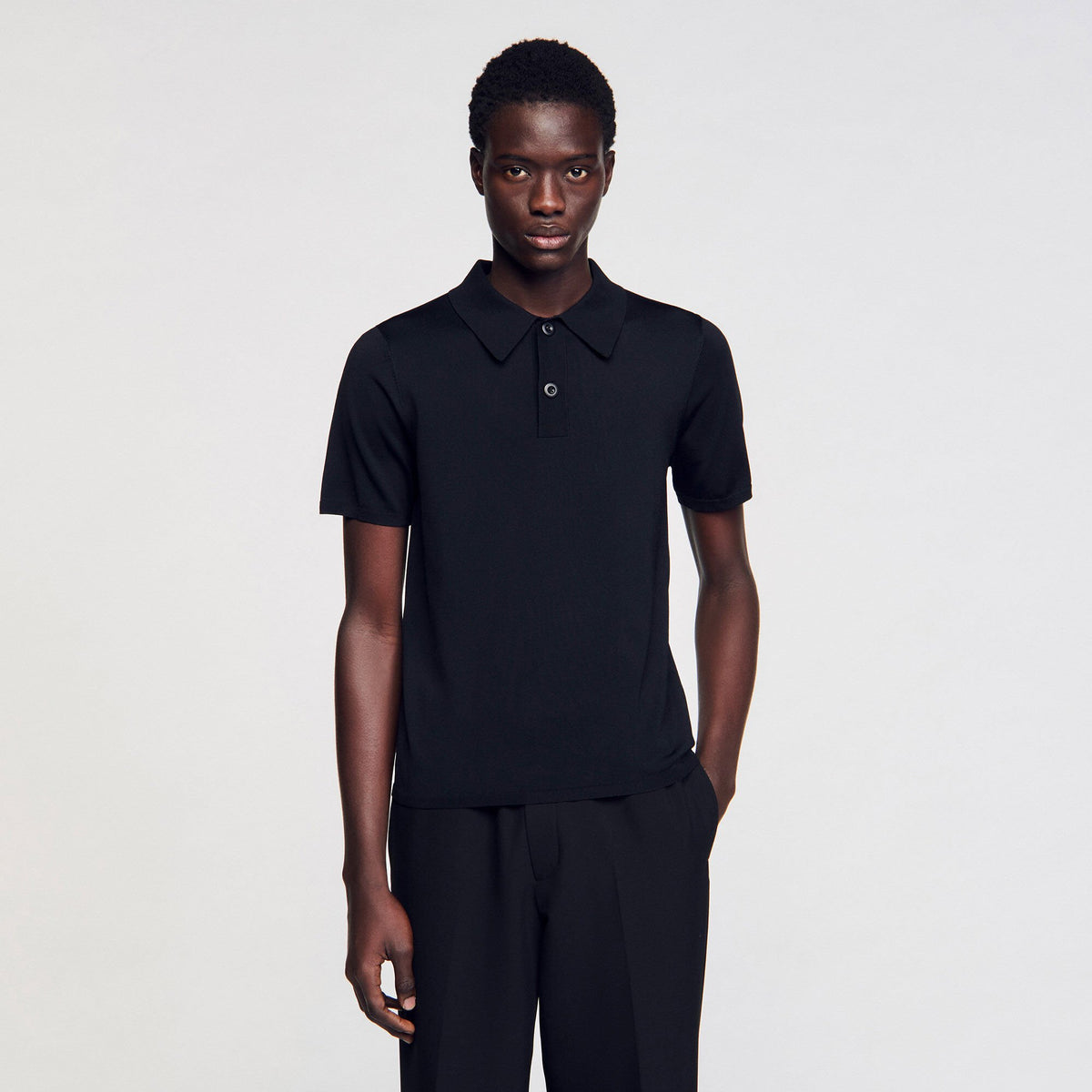Short-sleeve knitted polo shirt | Sandro