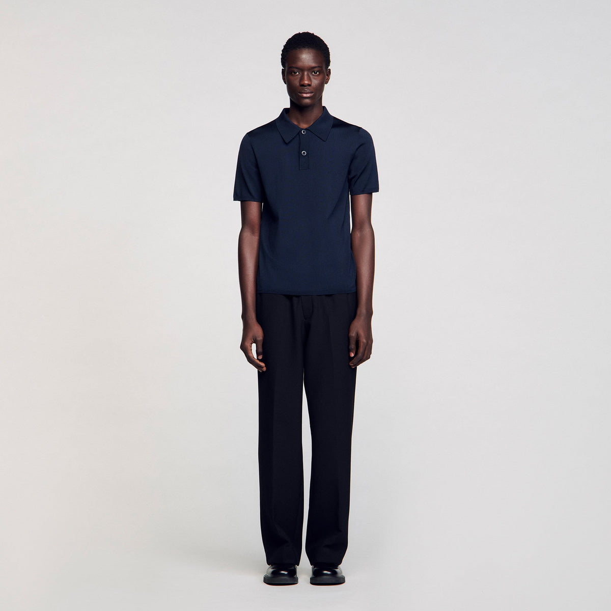 Short-sleeve knitted polo shirt | Sandro