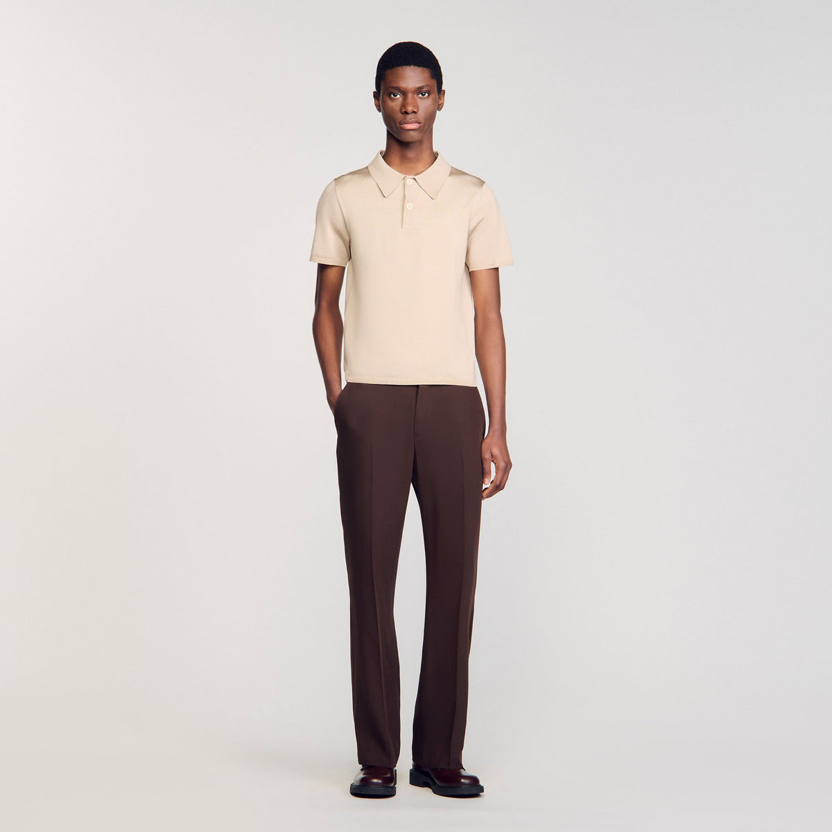 Short-sleeve knitted polo shirt | Sandro