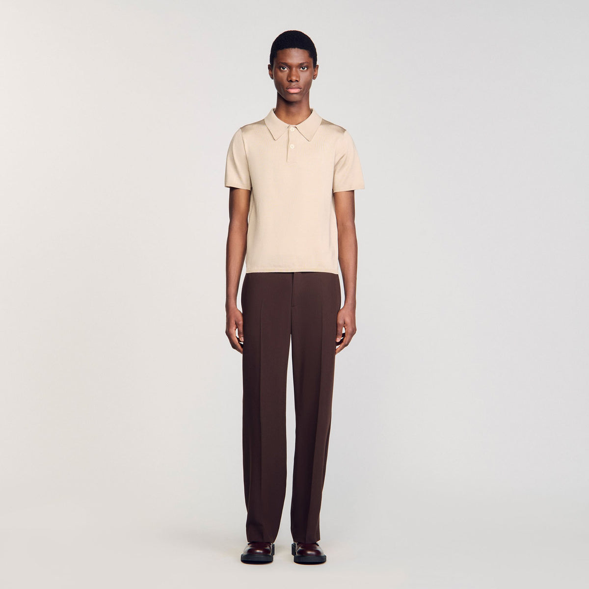 Short-sleeve knitted polo shirt | Sandro