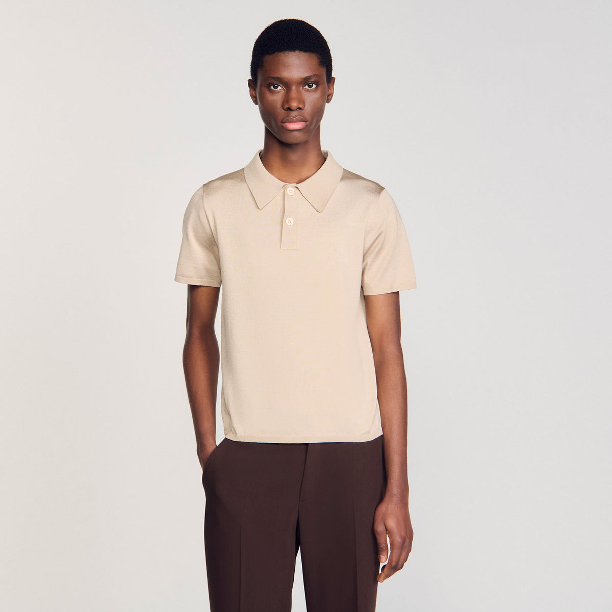 Short-sleeve knitted polo shirt | Sandro