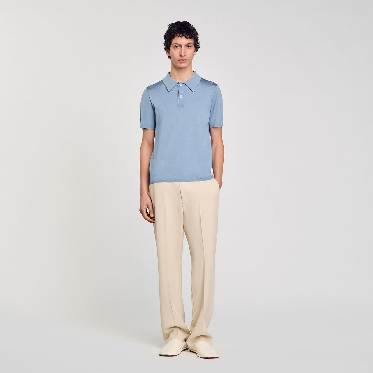 Short-sleeve knitted polo shirt | Sandro