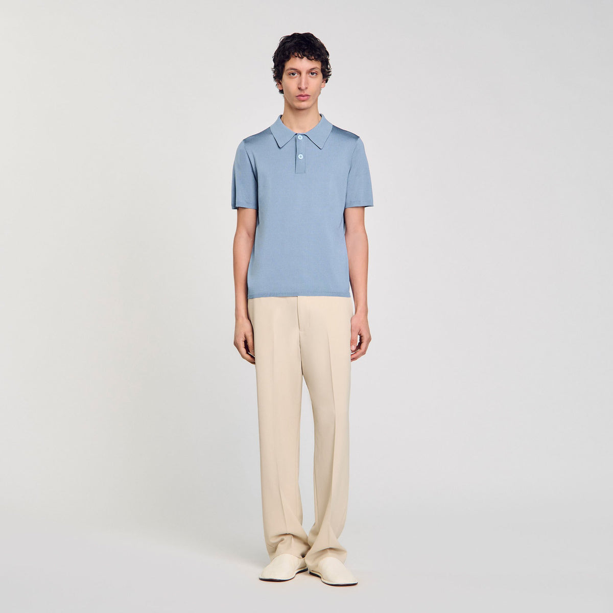 Short-sleeve knitted polo shirt | Sandro