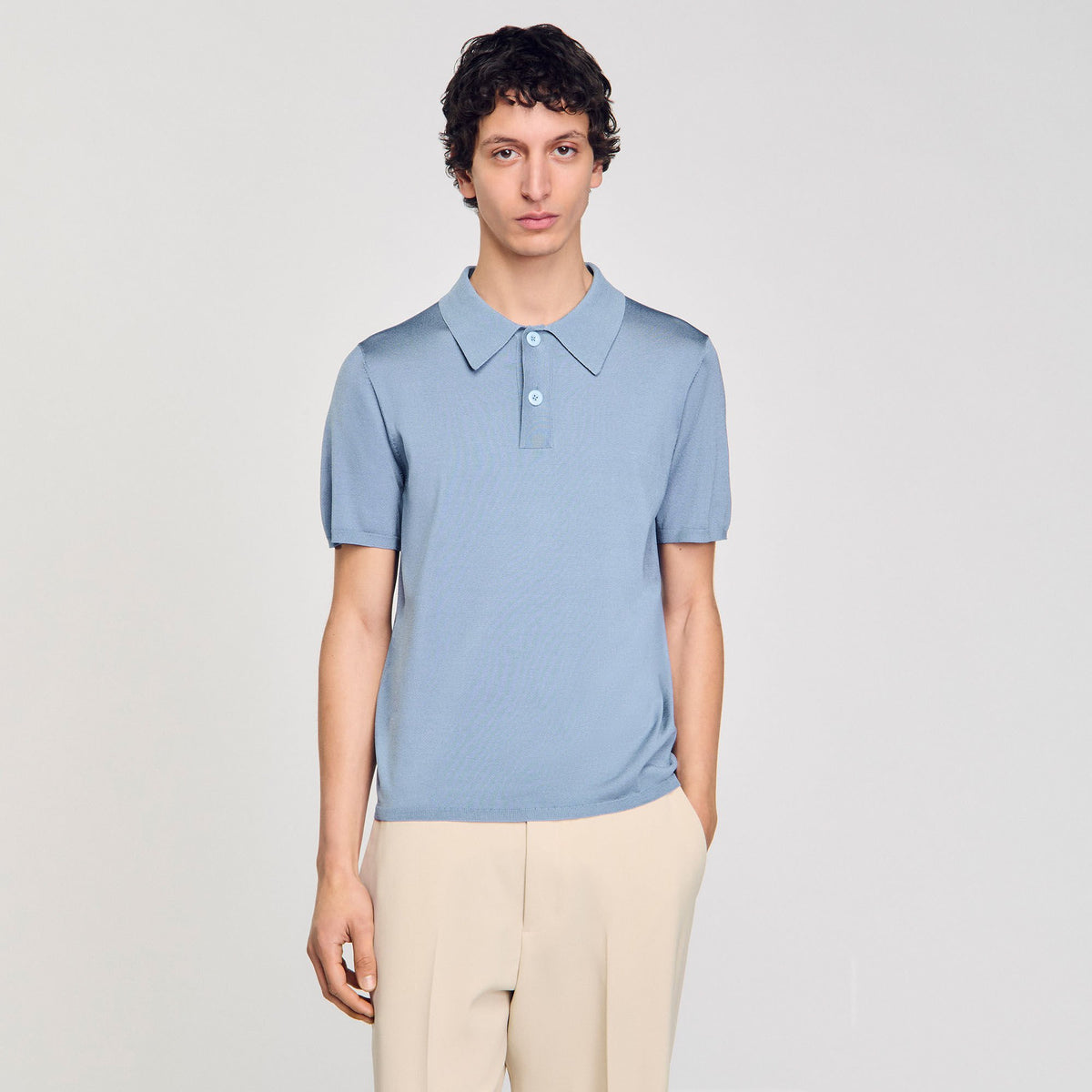 Short-sleeve knitted polo shirt | Sandro
