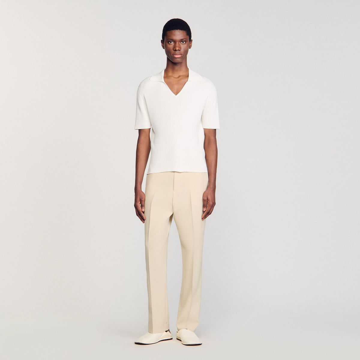 Rib knit polo shirt | Sandro