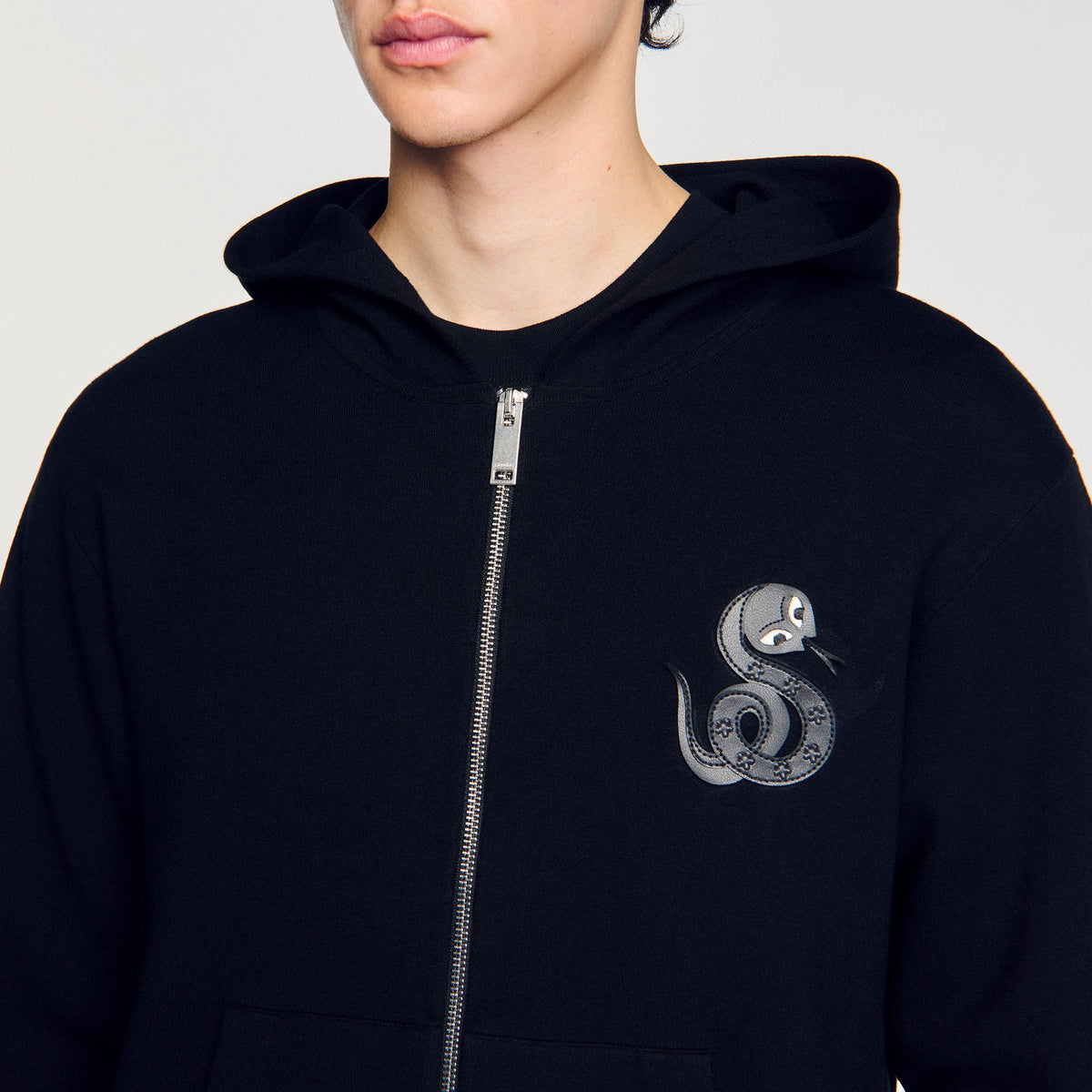 Zip-up cardigan with snake detail | Sandro