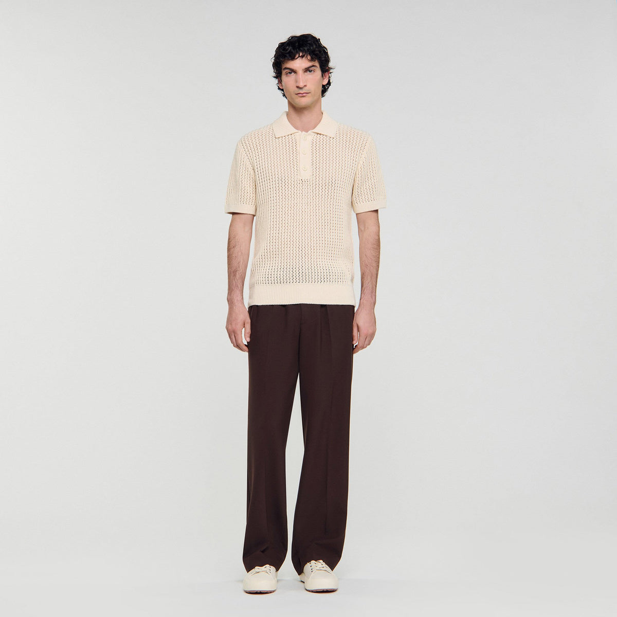 Cotton shirt with polo collar | Sandro