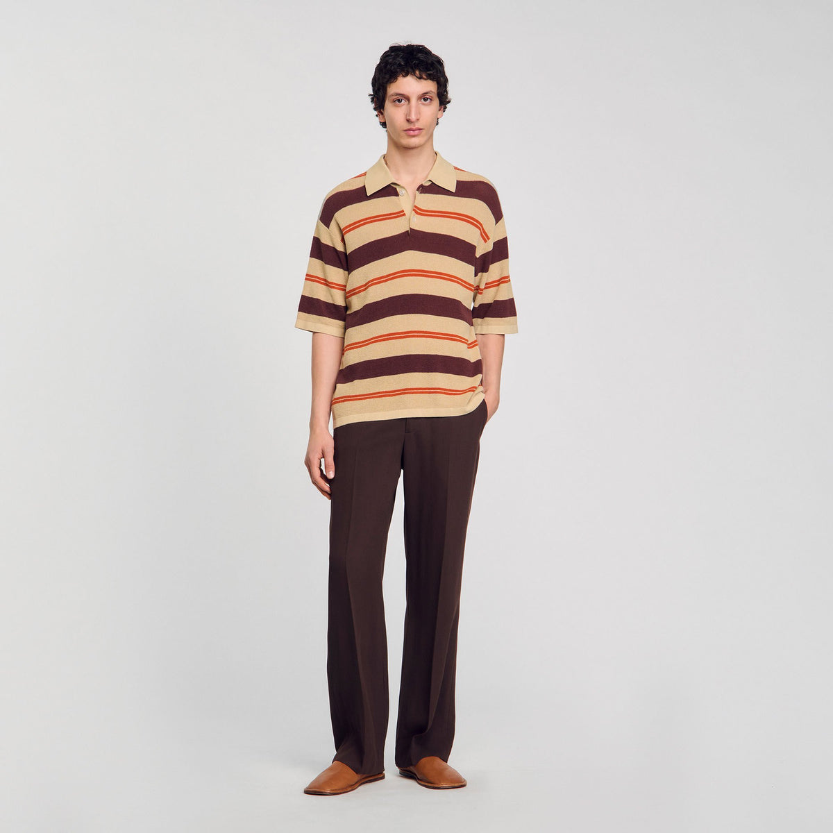 Striped knit polo shirt | Sandro