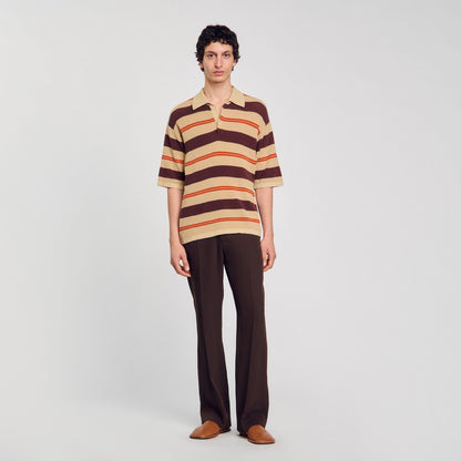 Striped knit polo shirt | Sandro