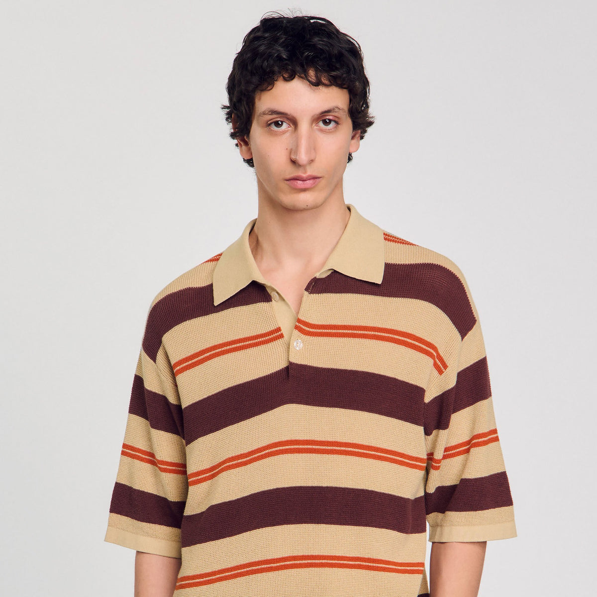 Striped knit polo shirt | Sandro