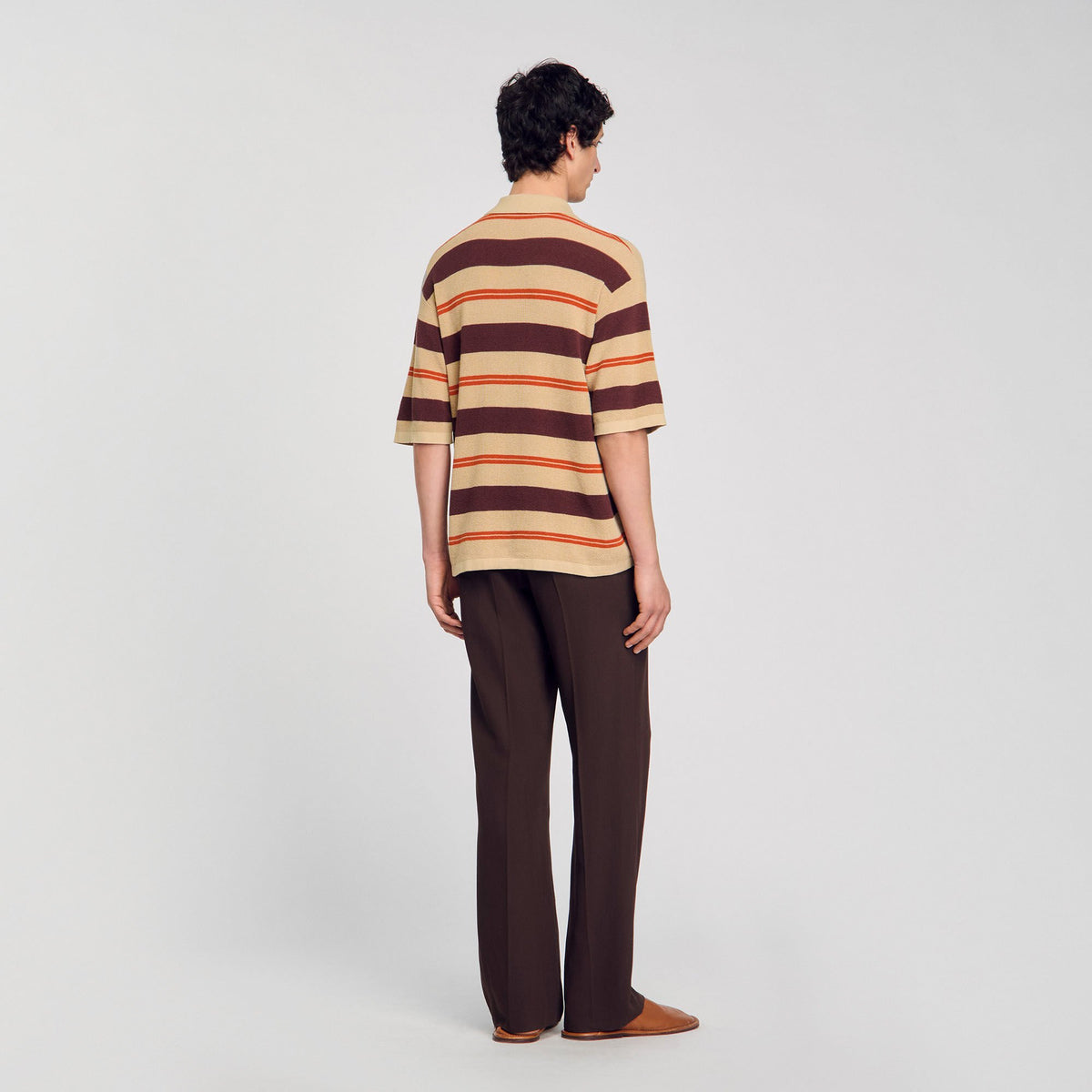 Striped knit polo shirt | Sandro
