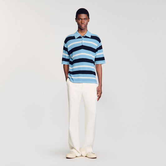 Striped knit polo shirt | Sandro
