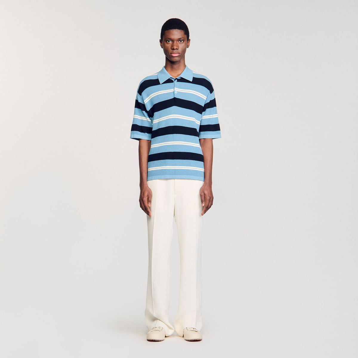 Striped knit polo shirt | Sandro