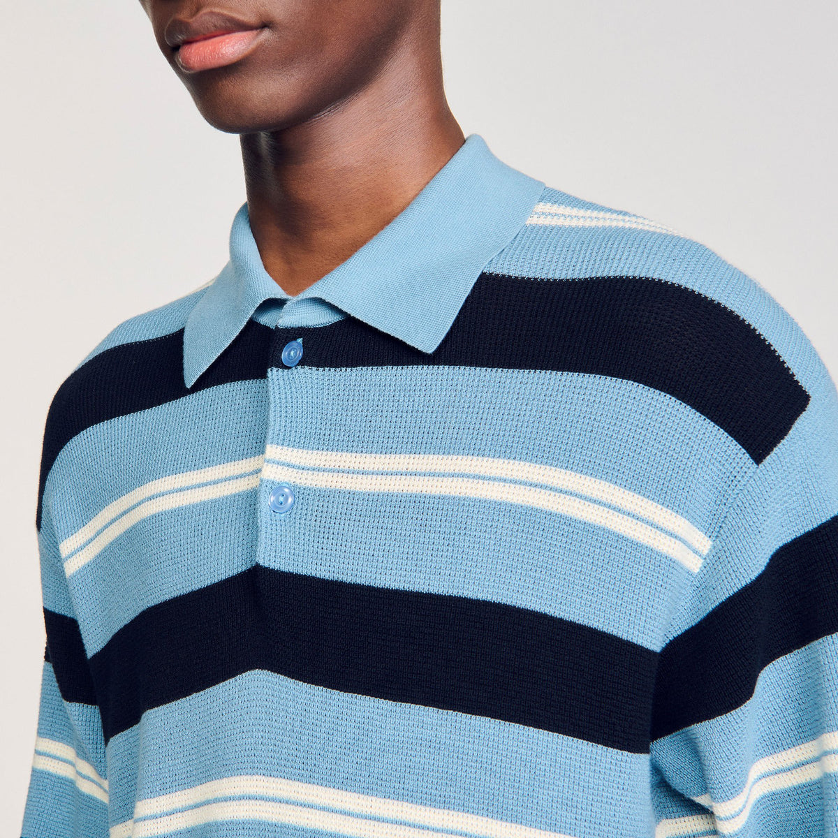 Striped knit polo shirt | Sandro