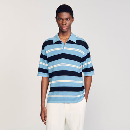 Striped knit polo shirt | Sandro