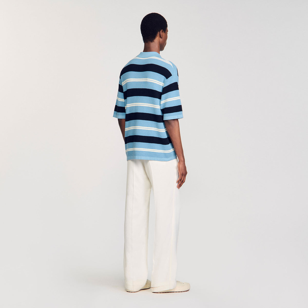 Striped knit polo shirt | Sandro