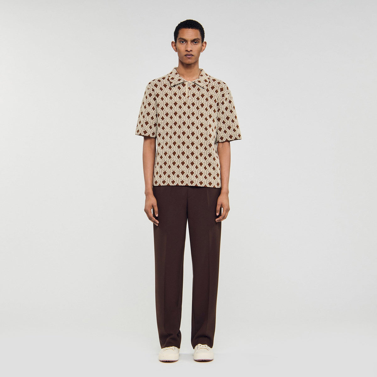 Rope jacquard cardigan shirt | Sandro