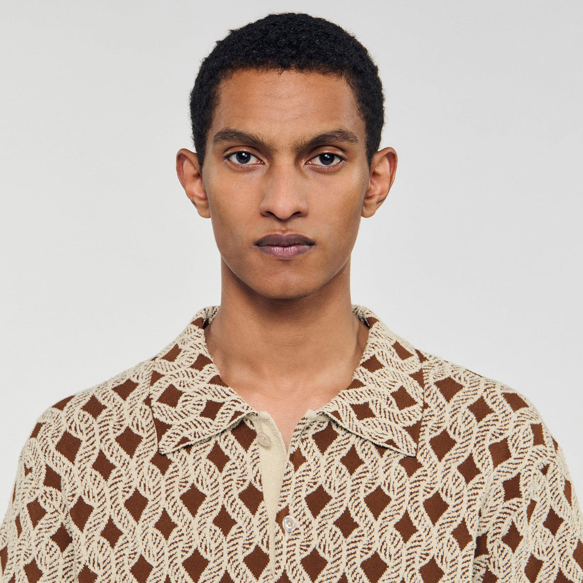 Rope jacquard cardigan shirt | Sandro