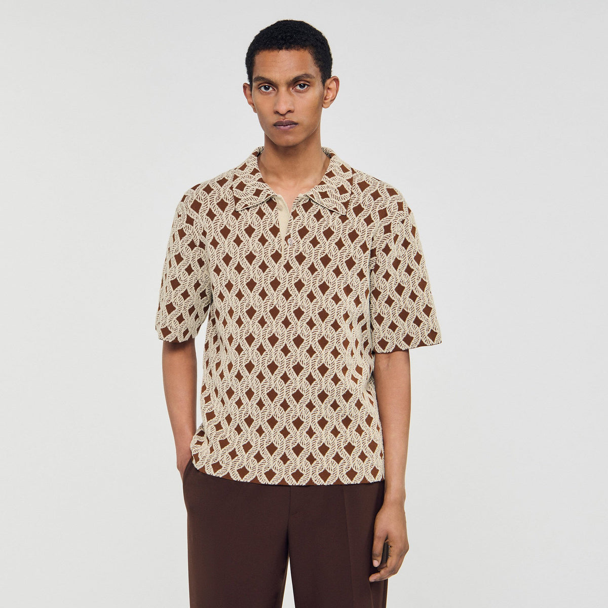 Rope jacquard cardigan shirt | Sandro