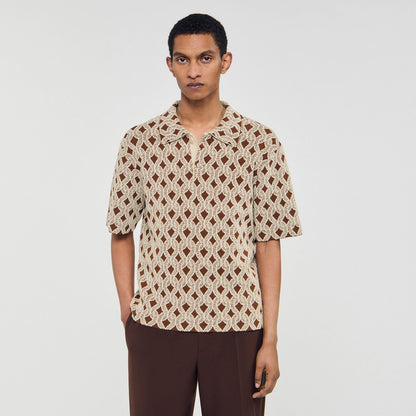 Rope jacquard cardigan shirt | Sandro