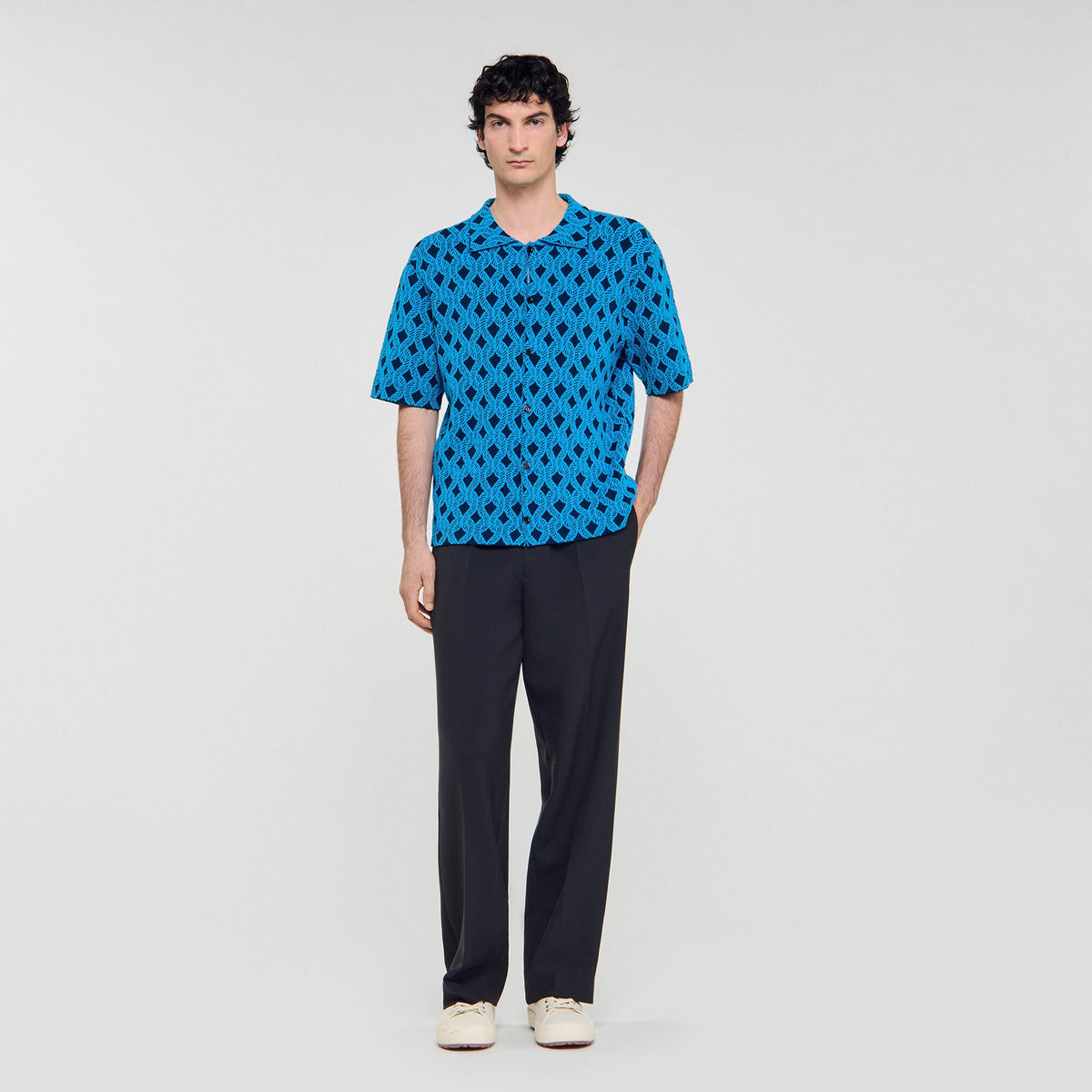 Rope jacquard cardigan shirt | Sandro